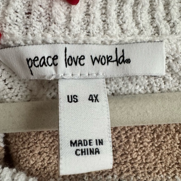 Peace Love World Beige and White Star Sweater - Picture 3 of 6